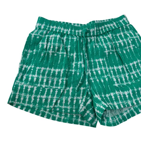 J.Crew Women Size XXS Green Tie-Dye Linen Blend Elastic Waist Short Shorts - Picture 12 of 13